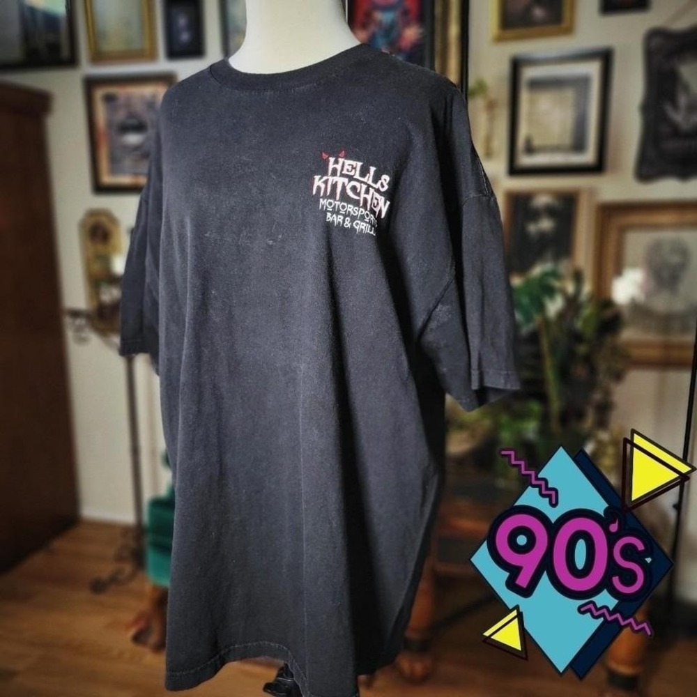Hells Kitchen Motorsports T-Shirt Vintage 90s Black California Highway Biker XL